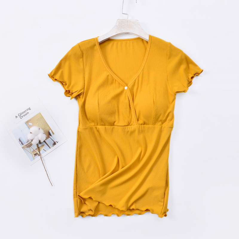 哺乳衣女莫代尔夏季薄款打底衫上衣带胸垫短袖T恤孕妇产后喂奶衣,淘宝优惠券,粉丝福利购,淘宝优惠卷