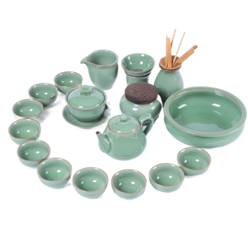 涵青堂龙泉哥窑冰裂纹茶具套装高档青瓷茶壶盖碗整套功夫茶具正品 - 图3