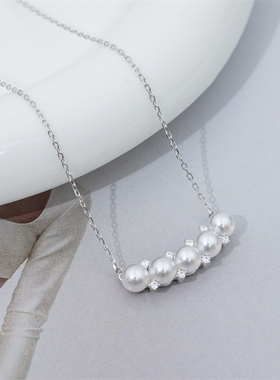 s925笑脸人造珍珠吊坠项链