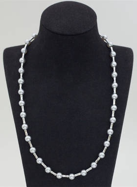 【银河赴约】 S925个性金属风 人造大溪地奶灰铂金灰色 珍珠项链
