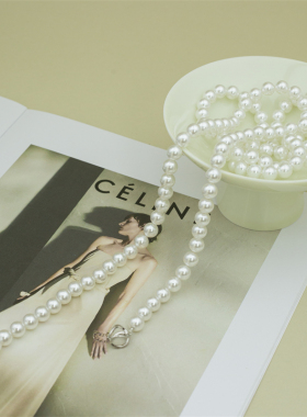 【M款·法式优雅】多种佩戴 人造仿冷光澳白 全珠串 珍珠长项链