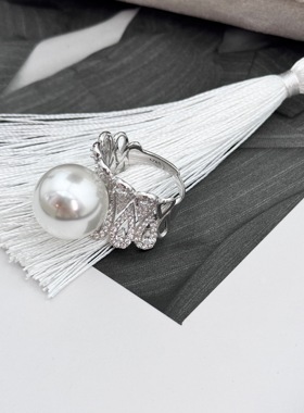 高级奢华感澳白珍珠戒指