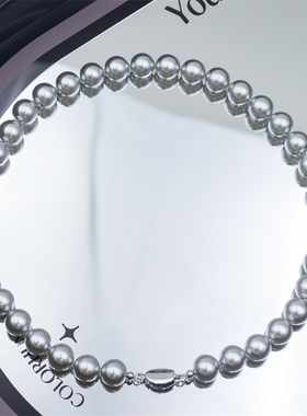 【倪妮同款·奶灰】人造大溪地奶灰铂金灰 全珠串 珍珠项链