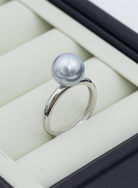 人造akoya粉光开口可调珍珠戒指