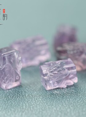 天然紫水晶鱼戏莲间桶珠9*13mm