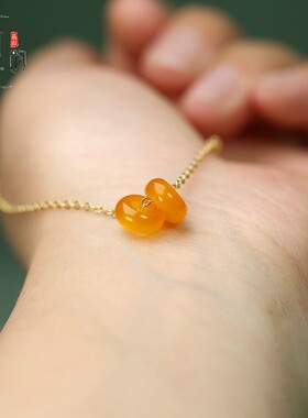 天然黄龙玉黄色小算盘珠10*5mm大孔径4mmDIY手链手串项链饰品C232