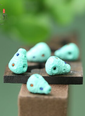 天然绿松石10*15mm陨石坑三通