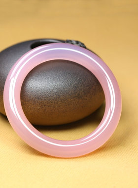 纯天然玛瑙樱花粉粗圆条手镯女款