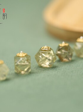 柠檬黄水晶古法镶嵌8*9mm