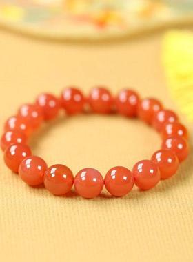天然樱红玛瑙11mm圆珠单圈手链