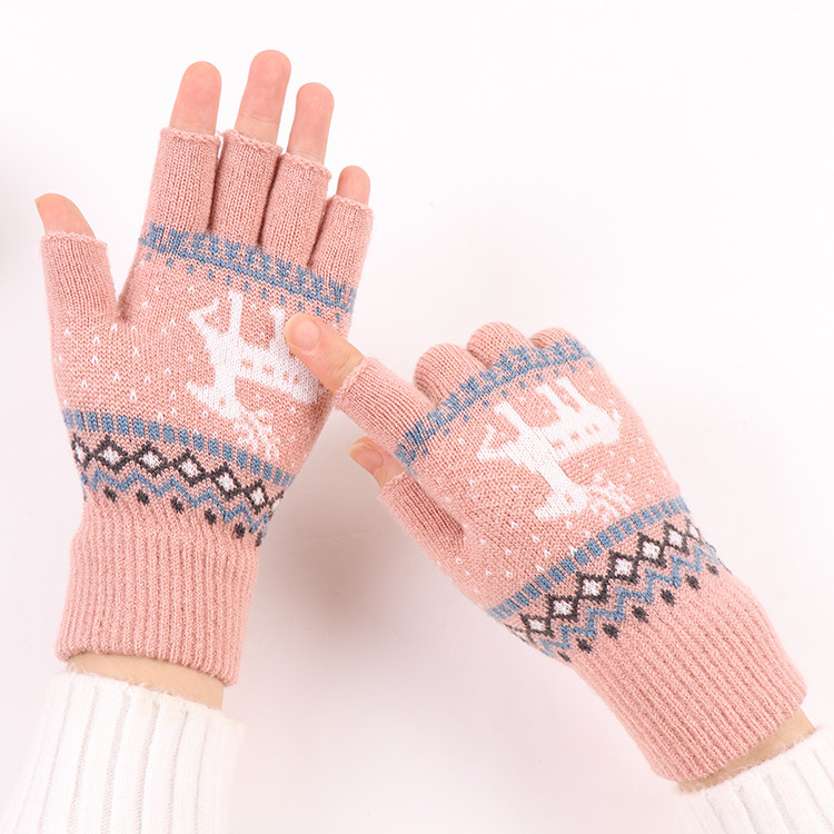 半指手套女毛线保暖露手指头触屏可爱卡通成人学生写字防寒秋冬季,淘宝优惠券,粉丝福利购,淘宝优惠卷