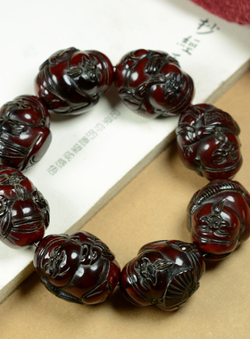 文玩牦牛角手工雕刻民族风手串