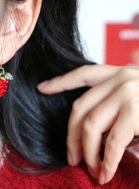 莉夏清新琉璃树莓水果女耳环