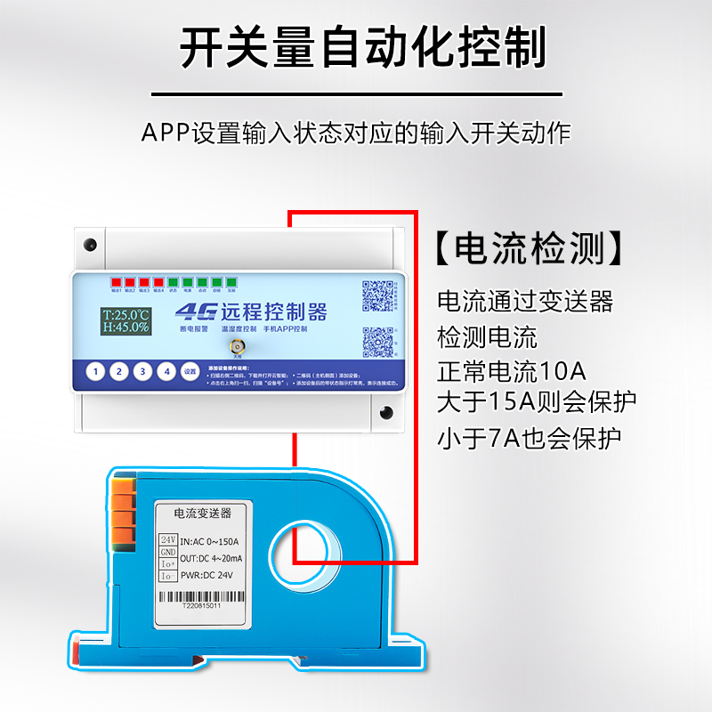 4G远程手机控制输送带过载堵机控制给料机电流感应开关报警互感器-图1