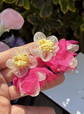 夸张海岛花朵耳钉女波西米亚度假风耳钩耳坠海边穿搭珍珠耳环耳饰