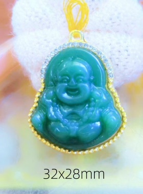 琉璃仿绿玉髓镶金观音佛公吊坠挂饰菠菜绿翡翠绿树叶豌豆阳绿坠子