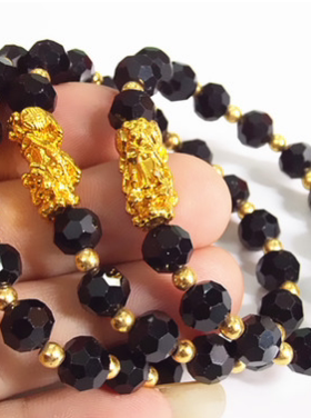 切面佛珠弹力男女款貔貅手链