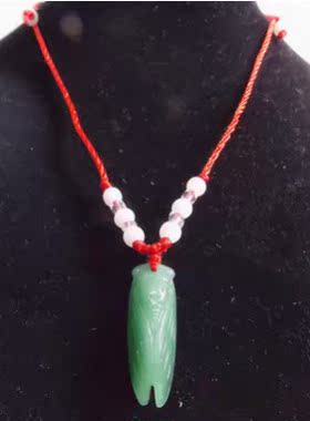 知了仿翡翠一鸣惊人情侣玉吊坠