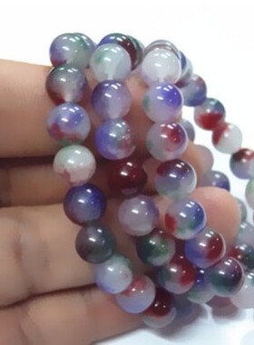 彩色杂石圆珠8mm手链摩根晶手链 宝石工艺糖果圆珠宝摩根石头手串