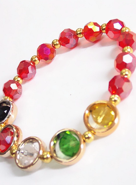 时尚风五行珠切面水晶手链