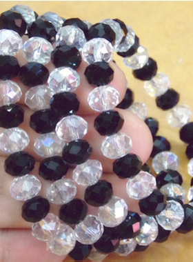 8mm水晶手链 外贸热销手链 黑加白水晶饰品手链 简约手饰一件代发