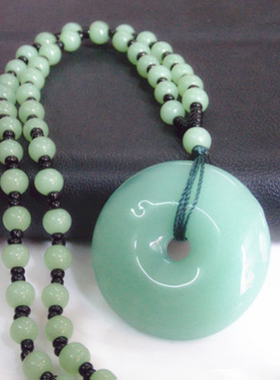 长款平安扣琉璃挂件浅绿色毛衣链