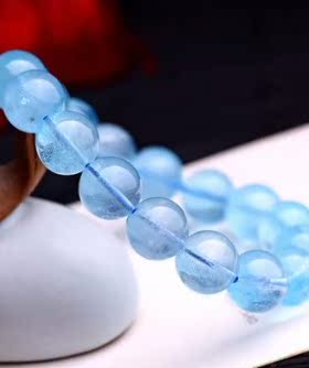 海蓝宝石手链 10mm高性比3A4A5A蓝水润不透体蓝宝水晶手链