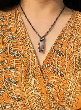 杂露集自制银绕线克鲁兹紫水晶吊坠