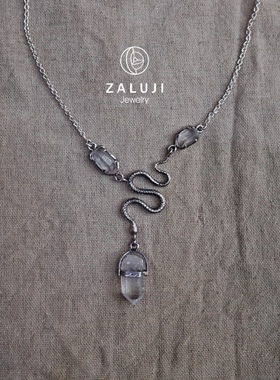 杂露集独立设计灵蛇系列/喜马拉雅水晶柱925银手工项链