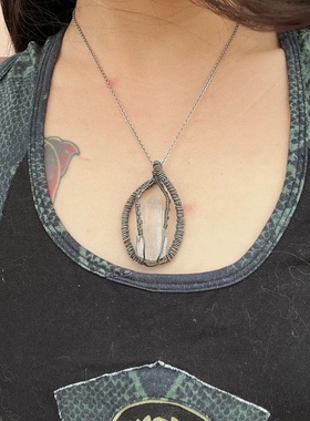 杂露集自制银绕线喜马拉雅多生白水晶小城堡吊坠