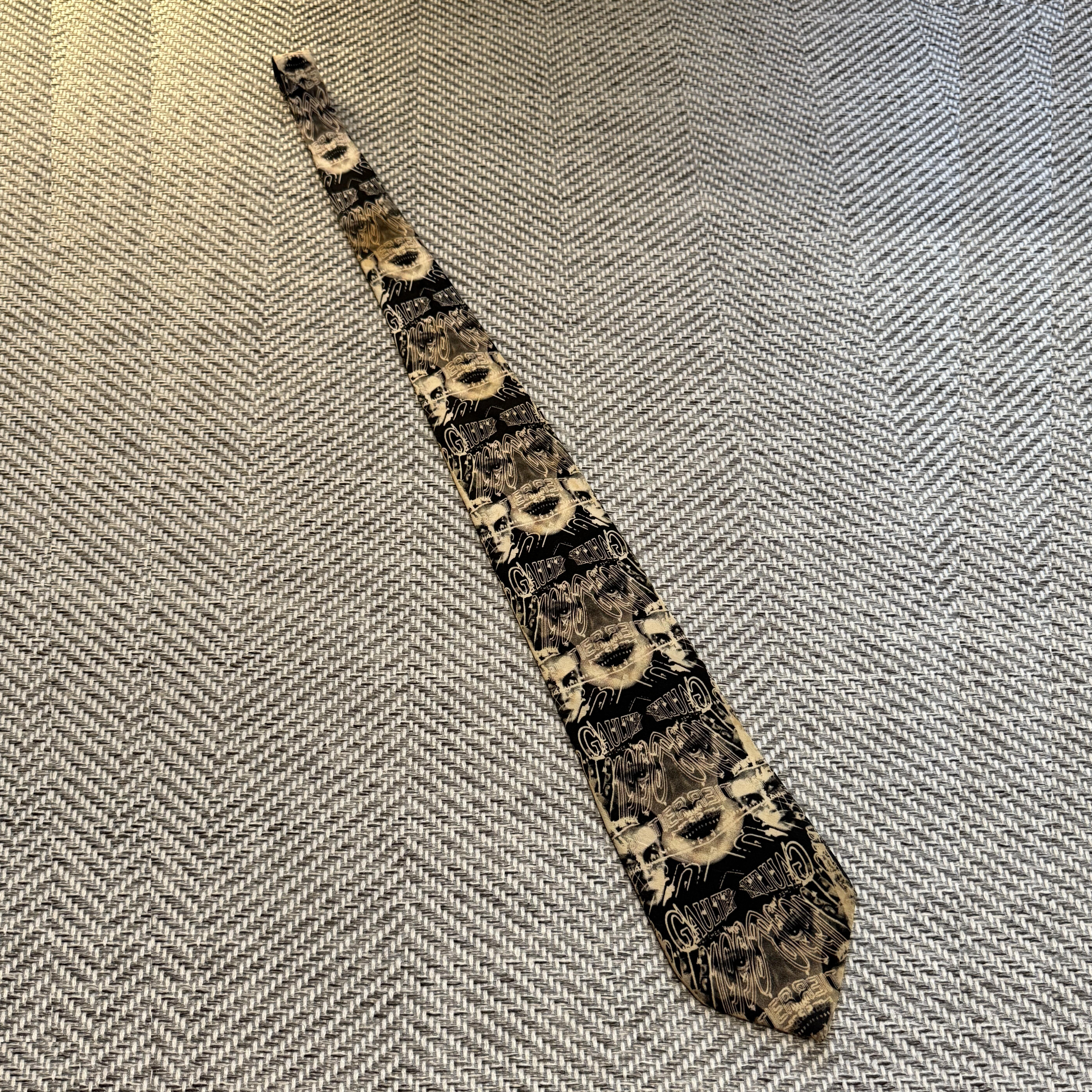 复古骷髅头印花真丝领带男黑色轻奢商务百搭印花领带配饰 - 图0