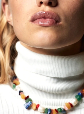 天然石珍珠彩色锁骨项链