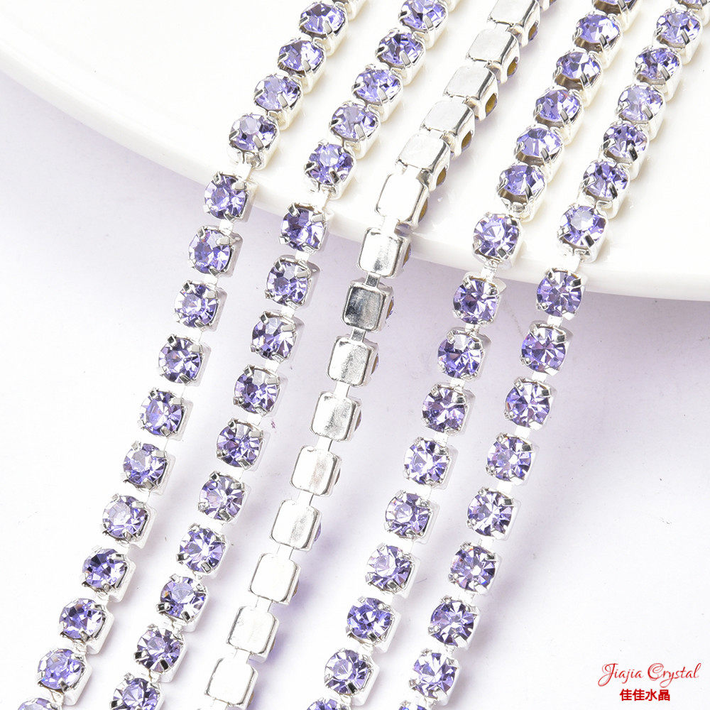 热销 3.5mm彩色玻璃水钻链 单排手缝爪钻密链diy服饰鞋包饰品配件,淘宝优惠券,粉丝福利购,淘宝优惠卷