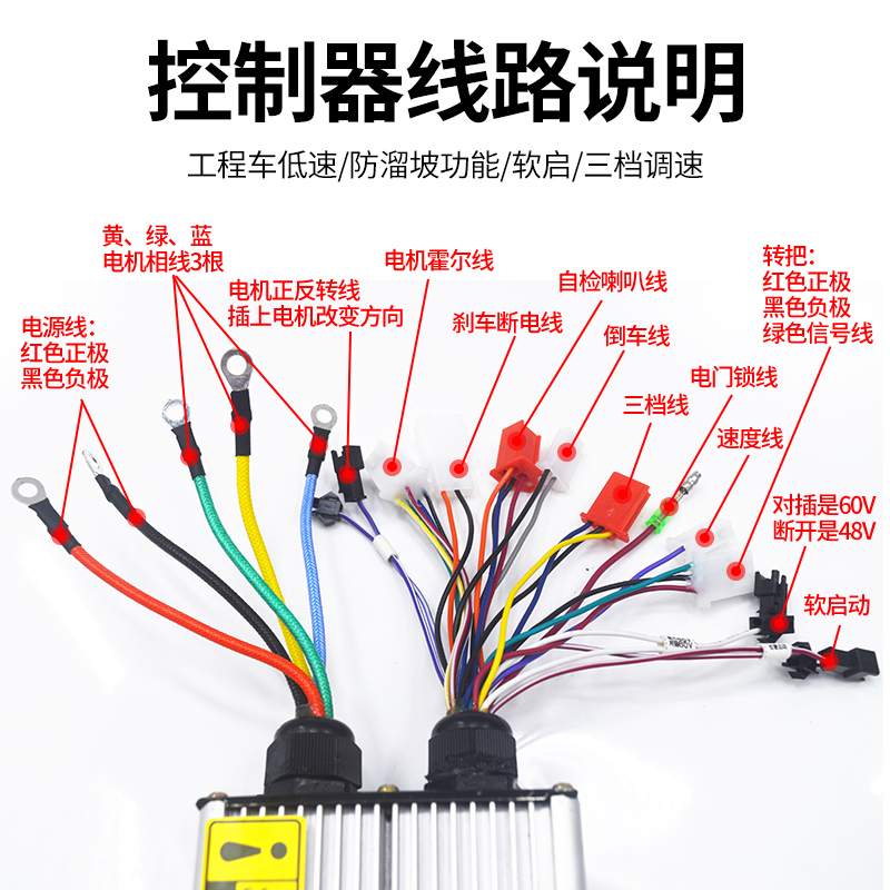 电动三轮车低速控制器 工地灰斗车工程车手推车仓库四轮平板车48v - 图2