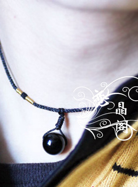 天然红玛瑙猫眼石项链女单珠黑色玛瑙珠子吊坠编织绳手链闺蜜