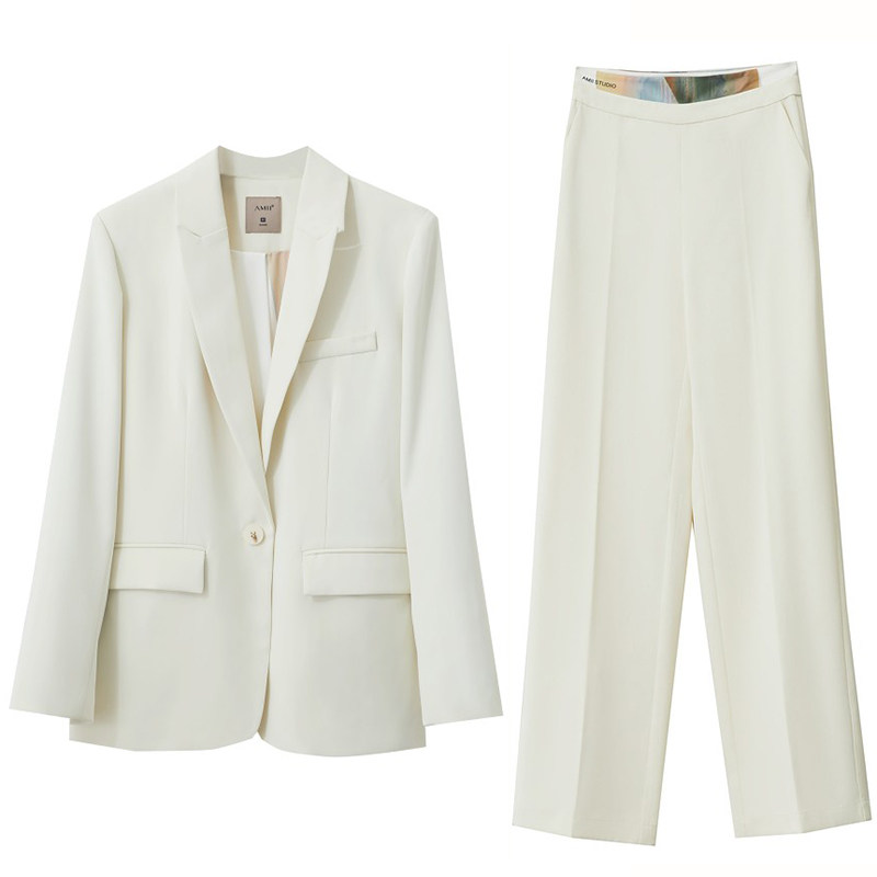 Amii高级感休闲西装套装女春秋2024新款宽松西装外套休闲裤两件套,淘宝优惠券,粉丝福利购,淘宝优惠卷