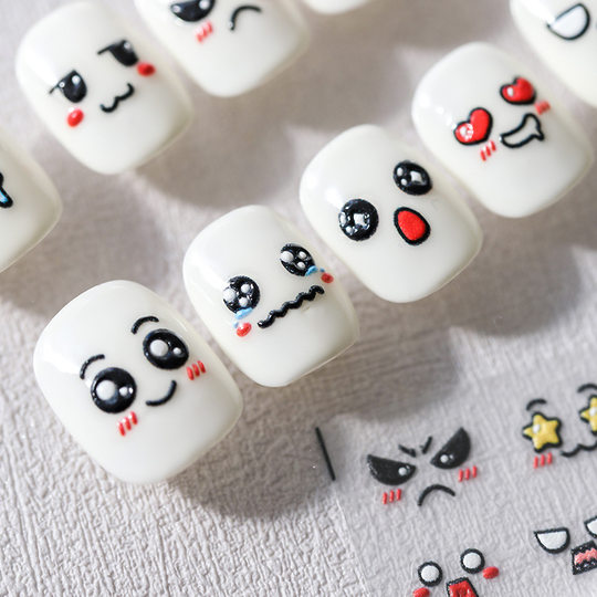 New embossed cartoon nail stickers with cute little expressions