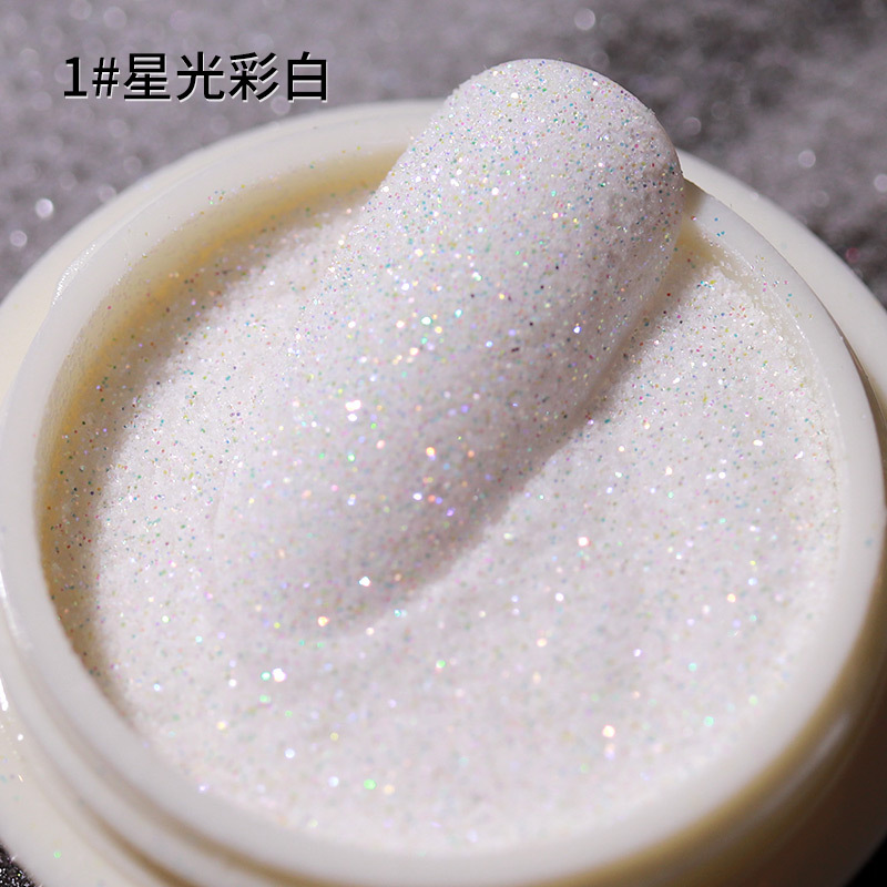 网红爆款美甲毛呢粉幻彩星光砂糖粉雪绒粉超闪粗细闪粉指甲装饰品 - 图3