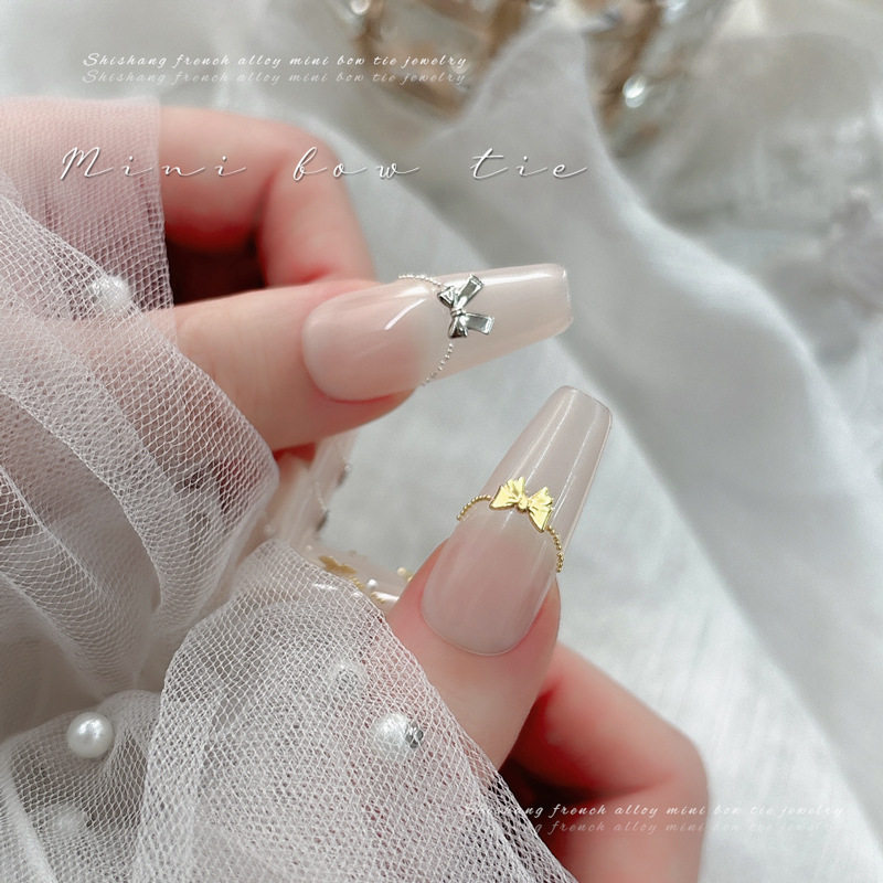 网红爆款美甲法式合金蝴蝶结百搭迷你领结金属指甲钻穿戴甲装饰品,淘宝优惠券,粉丝福利购,淘宝优惠卷