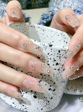 透明粉色美甲尖底堆钻水钻装饰品