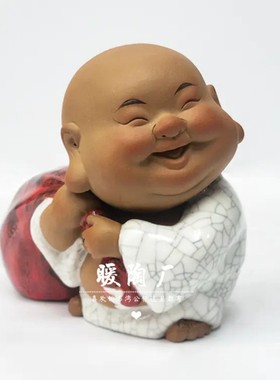 石湾公仔陶瓷大师精品禅意沙弥小佛五小宝酒柜书房博古家居摆件