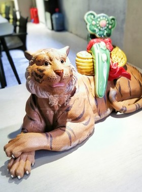 石湾公仔陶瓷摆件大师精品十二生肖老虎万事如意福禄电视玄关