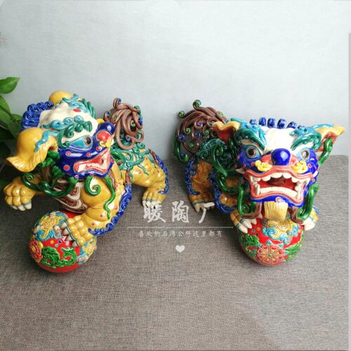 彩陶交趾陶名家大师精品特大狮子石湾公仔陶瓷摆件收藏 - 图1
