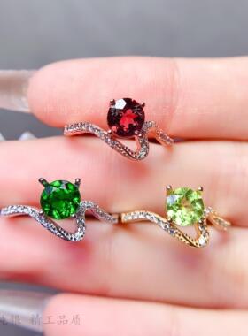 女s925纯银浪漫弯曲女戒圆6*6