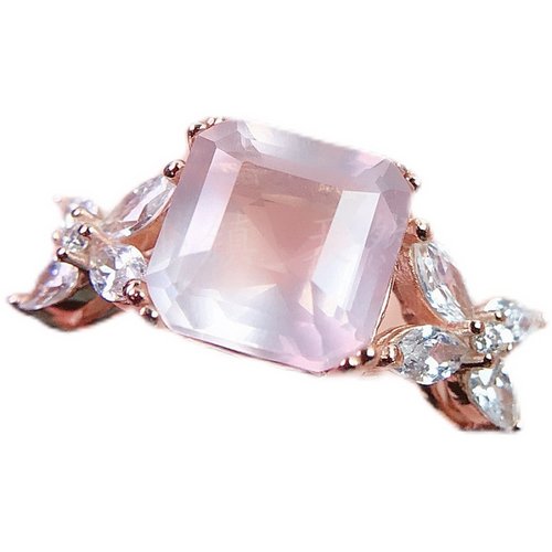 s925纯银戒指空托 正方形8*8mm镶钳熏衣草紫水晶 粉晶 时尚公主方 - 图3