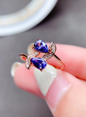 s925纯银戒指空托水滴形6mm