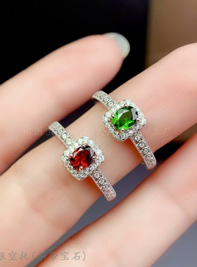 纯银戒指空托椭圆形气质裸石