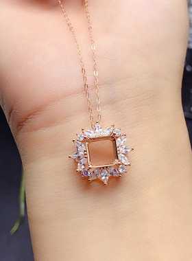 阿斯切裸石吊坠空托方8*8mm