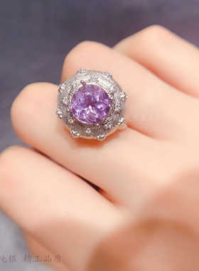 活口厚实圆形高拉丝女戒托s925银