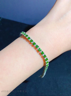 s925纯银手链空托群镶坦桑石